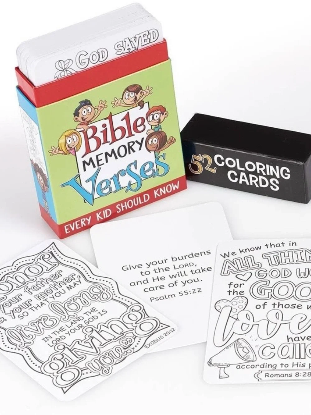 Bible Memory Verses Coloring Cards - Green